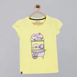 3PIN Girls Yellow Printed T-shirt-15