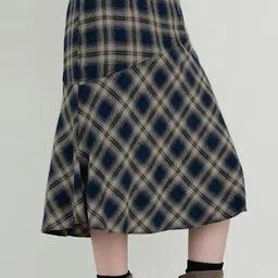 LULU & SKY Checked Pure Cotton A-line Midi Skirt-picture-11