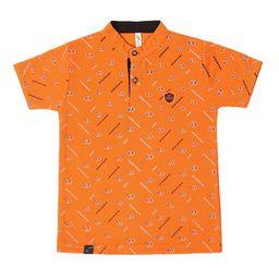 earth conscious Boys Orange Printed Polo Collar T-shirt-image-101