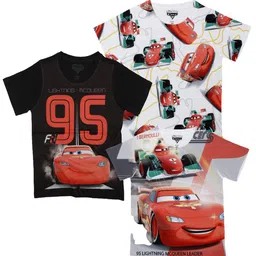 Disney by Wear Your Mind Boys White & rich black 3 Printed T-shirt-image-55