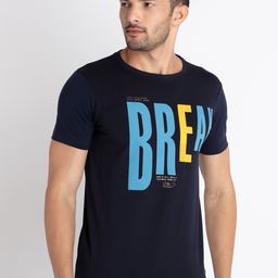 Status Quo Typography Printed Knitted T-shirt-image-5