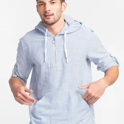 Globus Striped Pure Cotton Half Zipper Hoodie-picture-43