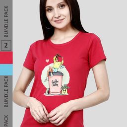 CHOZI Pack Of 2 Graphic Printed Cotton T-shirt-picture-39