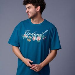 GO DEVIL Men Floral Printed Drop-Shoulder Sleeves T-shirt-image-86
