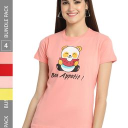 Fabflee Pack Of 4 Graphic Printed Cotton T-shirt-image-104