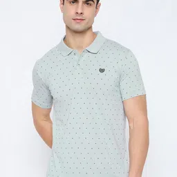 Duke Geometric Printed Polo Collar Short Sleeves Cotton Slim Fit T-shirt-image-7