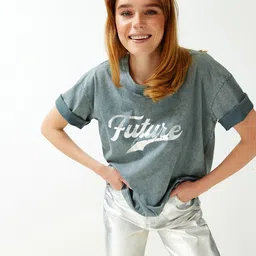 Trendyol Typography Printed Cotton T-shirt-image-94