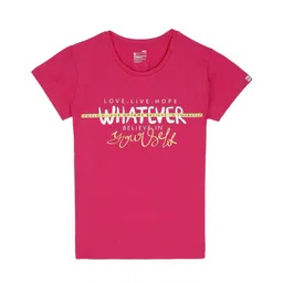 Bodycare Kids Girls Typography Printed Antiviral Anti Bacterial Cotton T-shirt-image-77