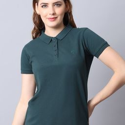 Cantabil Women Green Polo Collar T-shirt-picture-39