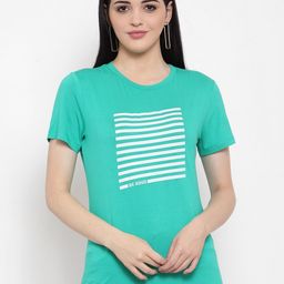 DOOR74 Women Green Printed T-shirt-image-130