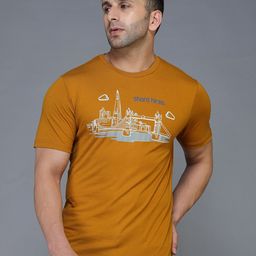 TQS Men Mustard Yellow Typography Printed Applique T-shirt-image-33