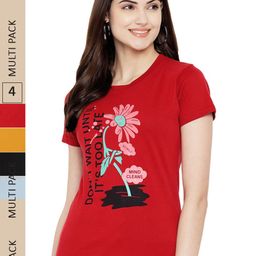 Fabflee Pack Of 4 Graphic Printed Cotton T-shirts-image-85
