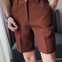 StyleCast Men Brown Checked Mid-Rise Corduroy Chino Shorts-picture-18