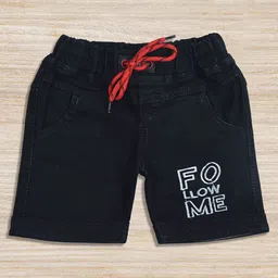 BAESD Boys Embroidered Mid-Rise Knee Length Regular Fit Pure Cotton Denim Shorts-picture-13