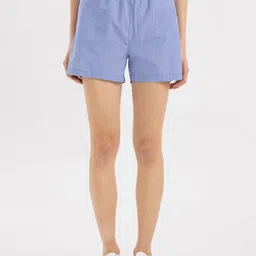 DeFacto Women Mid Rise Striped Pure Cotton Shorts-picture-16