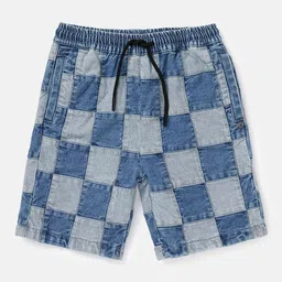 Angel & Rocket Boys Checked Patch Work Mid-Rise Slim Fit Denim Shorts-picture-29