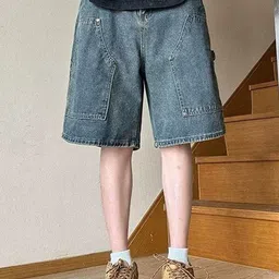 StyleCast Men Blue Mid-Rise Relaxed Fit Cotton Denim Shorts-picture-38