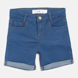 TALES & STORIES Girls Blue Outdoor Denim Shorts-picture-32