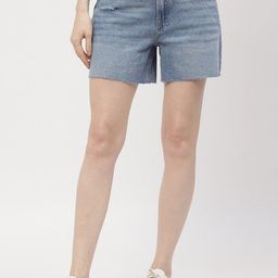 Madame Women High-Rise Distressed Cotton Denim Shorts-image-15