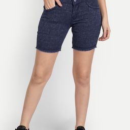 BAESD Women Blue Mid-Rise Denim Shorts-image-84