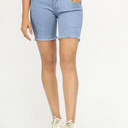 BAESD Women Self Design Cotton Denim Shorts-image-58