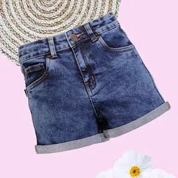 KiddoPanti Girls Washed Denim Shorts-picture-9