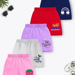 YK X Trampoline Girls Pack of 5 Graphic Printed Cotton Mid-Rise Shorts-image-61