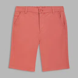Blue Giraffe Boys Peach-Coloured Solid Shorts-image-75