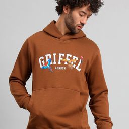 GRIFFEL Typography Printed Hooded Fleece Pullover image 1