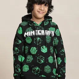 Kids Ville Boys Minecraft Printed Hooded Sweatshirt-picture-37