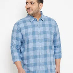 Instafab Plus Men Plus Size Classic Tartan Checked Casual Cotton Shirt-image-55