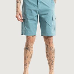 Snitch Men Blue Mid-Rise Cotton Shorts-image-32
