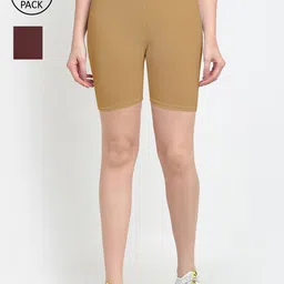 GRACIT Women Pack of 2 Brown Biker Shorts-image-38