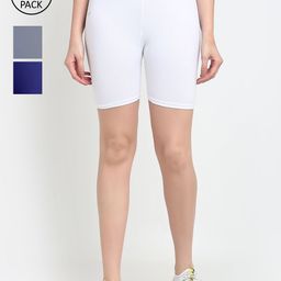GRACIT Pack Of 3 Women White Cycling Sports Shorts-picture-16