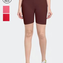 GRACIT Women Pack of 3 Slim Fit Cycling Sports Shorts-image-53