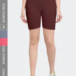Jinfo Women Pack of 3 Cotton Sports Shorts-picture-19