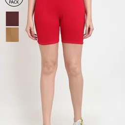 GRACIT Women Pack Of 3 Red Cycling Sports Shorts-picture-41