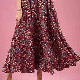 Deewa Abstract Printed Flared Maxi Skirts image 1