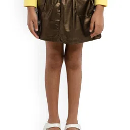 UNDER FOURTEEN ONLY Girls Gold-Toned  Flared Mini  Skirts-image-7