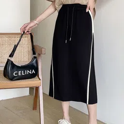 LULU & SKY Pure Cotton Contrast Striped A-Line Midi Skirt-image-72