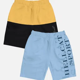 HELLCAT Pack of 2 Boys Mid Rise Printed Cotton Shorts-51