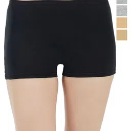 arLa APPAREL Pack Of 5 Seamless Pure Cotton Boyshorts (P5)_BoyShort-2Beige_2 Grey_Black-image-74