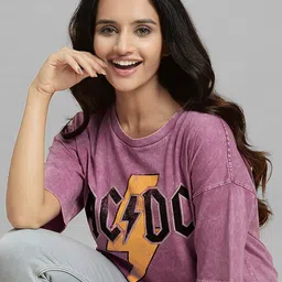 Free Authority Acdc Printed Oversized Short Sleeves Pure Cotton T-shirts-image-29