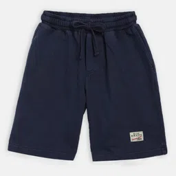 Blue Giraffe Boys Navy Blue Solid Slim Fit Regular Shorts-picture-49