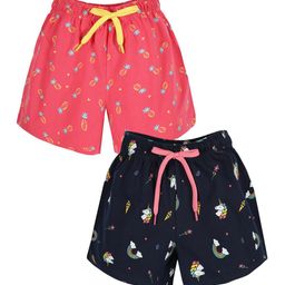 PLUM TREE Girls Pack Of 2 Conversational Printed Pure Cotton Shorts-image-13