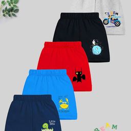 KUCHIPOO Boys Pack Of 5 Graphic Printed Shorts-48