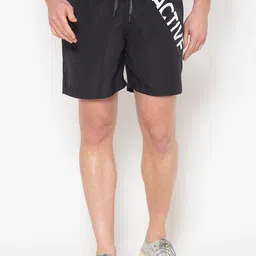 BODYACTIVE Men Black Typography Printed Shorts-image-60