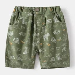 StyleCast Olive Green Boys Conversational Printed Mid-Rise Shorts-picture-10