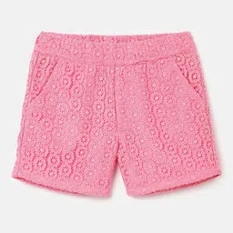 United Colors of Benetton Girls Floral Self Design Mid-Rise Shorts-19