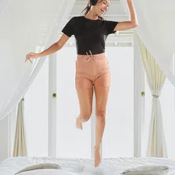 MANGO Women Dusty Pink Solid Regular Fit knitted Shorts-image-1